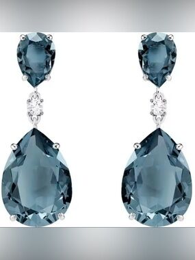 NEW Teardrop Blue-Grey CZ Drop Earrings